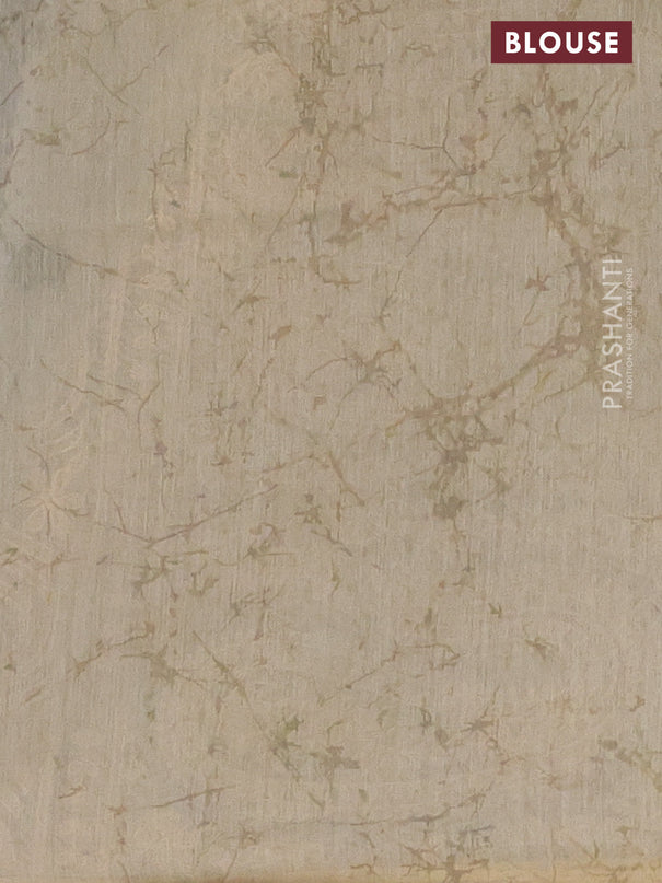 Semi chanderi saree blue and beige with allover ajrakh prints and embroidery pallu