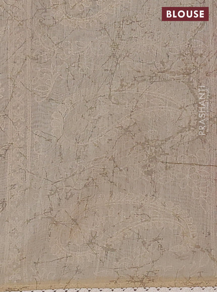 Semi chanderi saree pink and beige with allover ajrakh prints and embroidery pallu