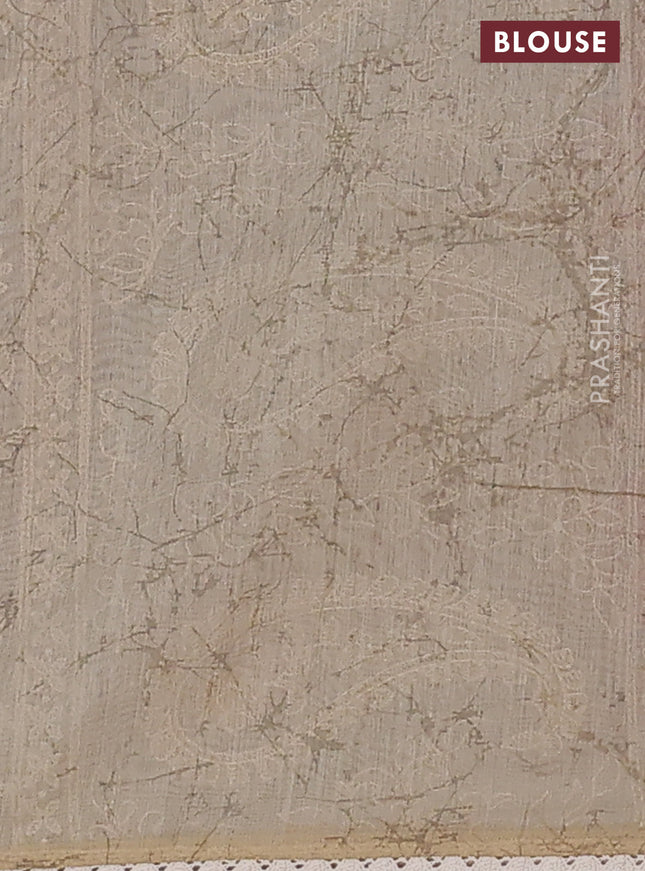 Semi chanderi saree pink and beige with allover ajrakh prints and embroidery pallu