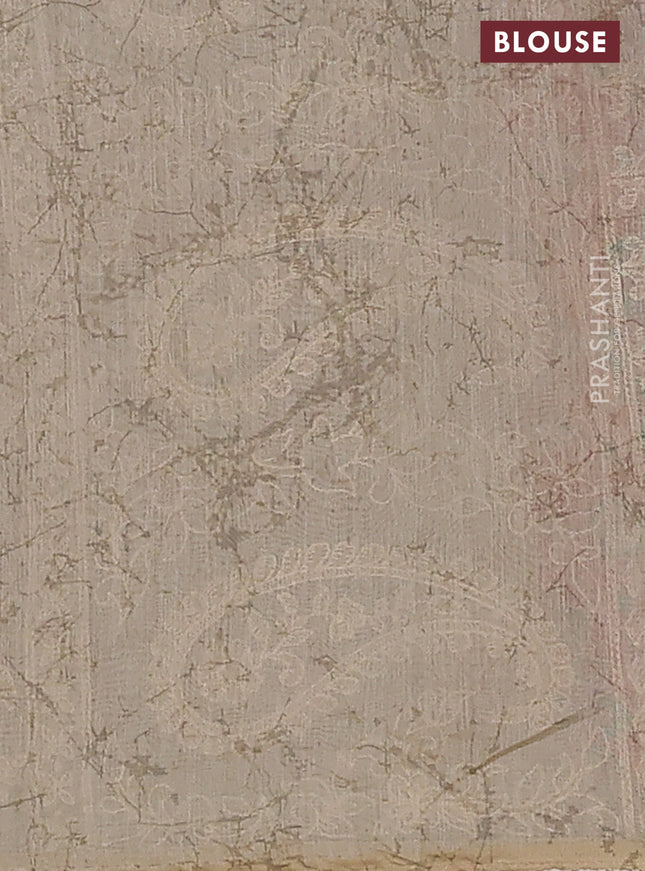 Semi chanderi saree maroon and beige with allover ajrakh prints and embroidery pallu