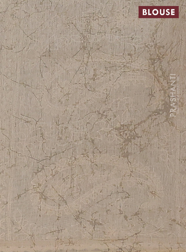 Semi chanderi saree mehendi green and beige with allover ajrakh prints and embroidery pallu