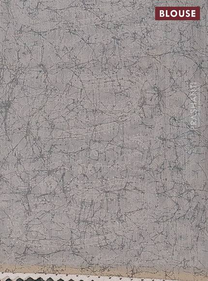 Semi chanderi saree beige and grey with allover batik prints and embroidery pallu