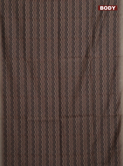 Semi chanderi saree pastel brown and beige with allover ajrakh prints and embroidery pallu