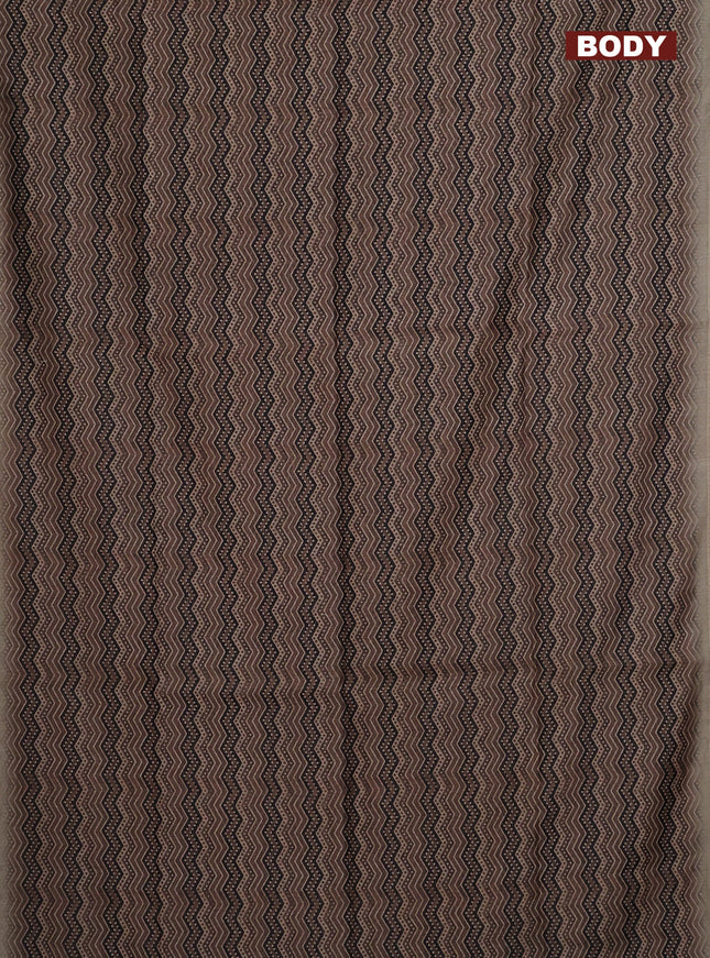 Semi chanderi saree pastel brown and beige with allover ajrakh prints and embroidery pallu