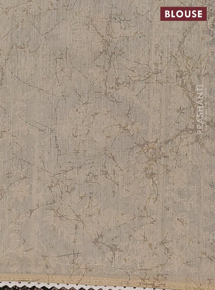 Semi chanderi saree pastel brown and beige with allover ajrakh prints and embroidery pallu