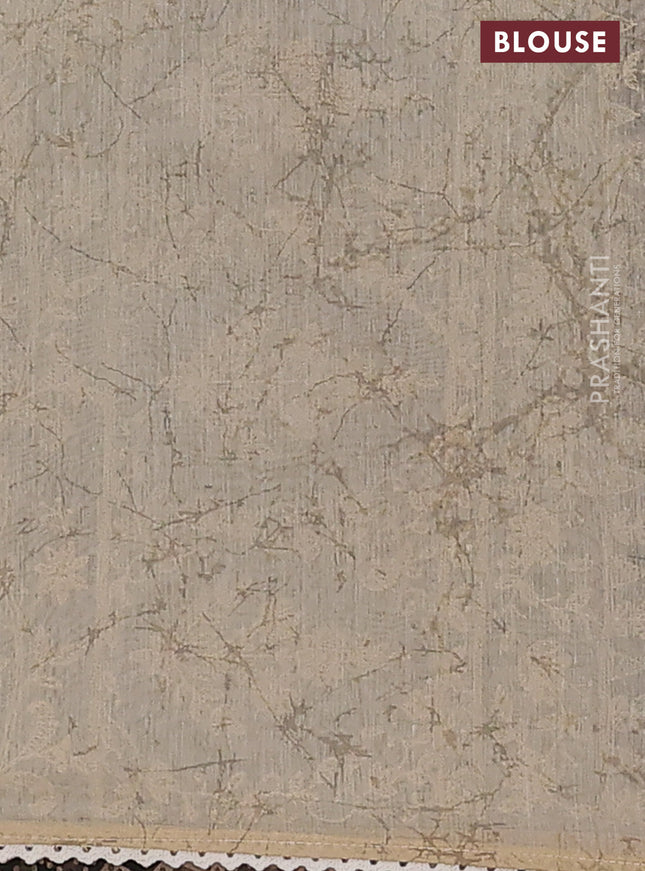 Semi chanderi saree pastel brown and beige with allover ajrakh prints and embroidery pallu