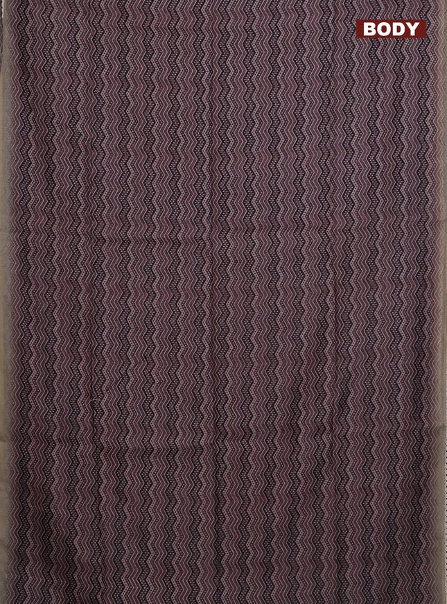 Semi chanderi saree brown and beige with allover ajrakh prints and embroidery pallu