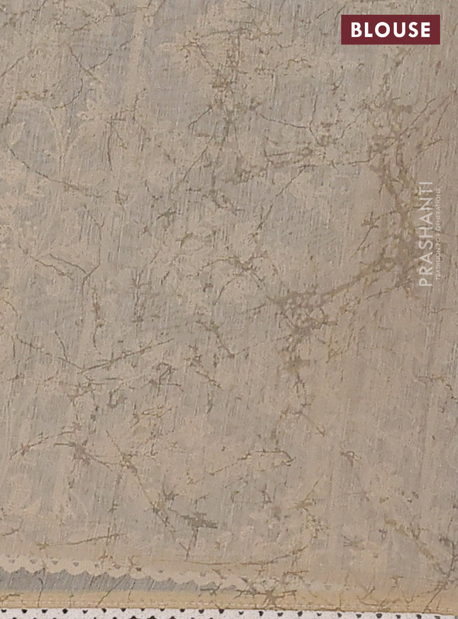 Semi chanderi saree brown and beige with allover ajrakh prints and embroidery pallu