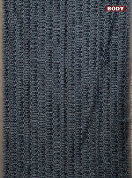 Semi chanderi saree greyish blue and beige with allover ajrakh prints and embroidery pallu
