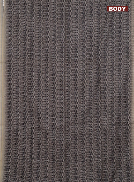 Semi chanderi saree grey black and beige with allover ajrakh prints and embroidery pallu