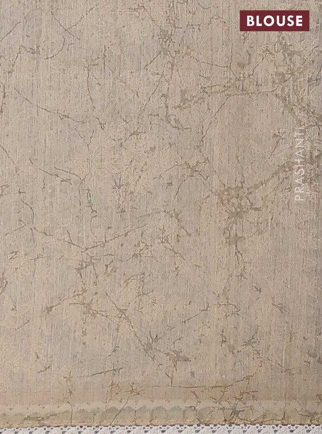 Semi chanderi saree grey black and beige with allover ajrakh prints and embroidery pallu