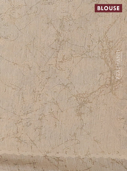 Semi chanderi saree mustard yellow and beige with allover ajrakh prints and embroidery pallu