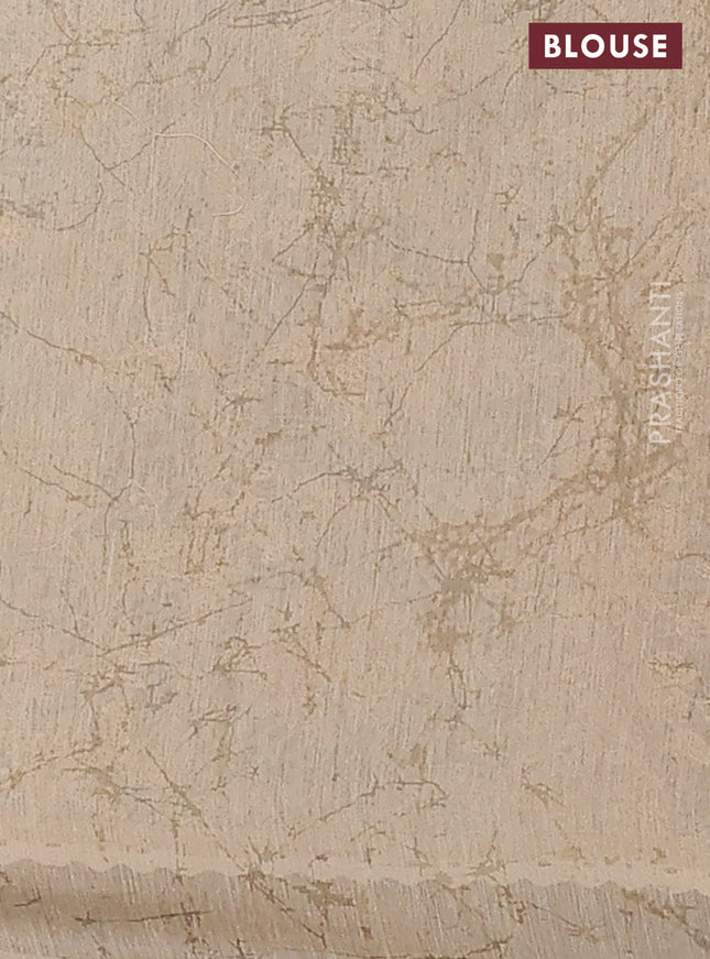 Semi chanderi saree mustard yellow and beige with allover ajrakh prints and embroidery pallu