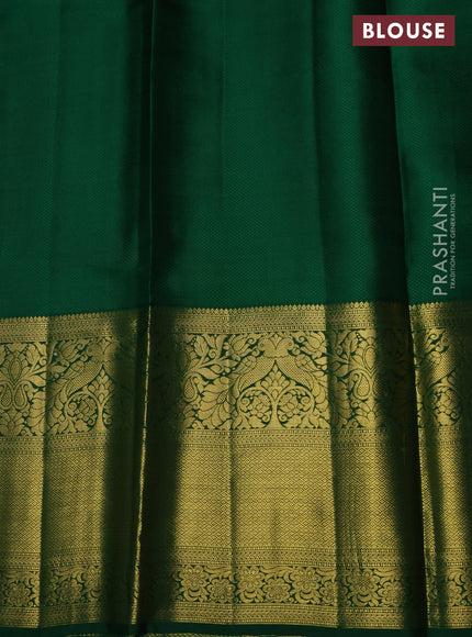 Pure kanchipuram silk lehenga lime yellow and green with allover zari woven brocade weaves and long rich zari woven peacock border