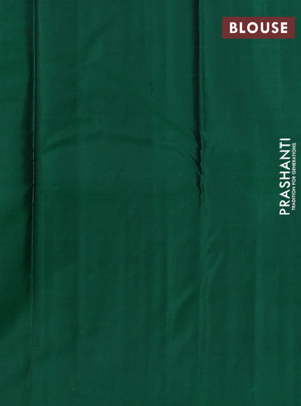 Pure kanchipuram silk saree green with allover zari checked pattern in borderless style