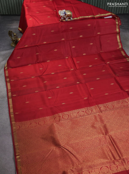 Pure kanchipuram silk saree red with zari woven buttas and zari woven border