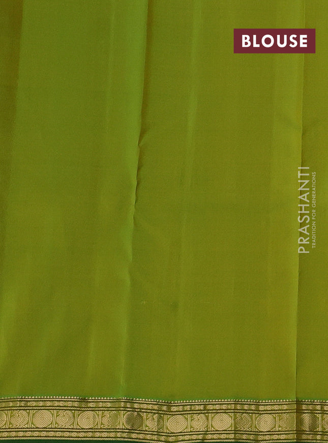 Pure kanchipuram silk saree light green with zari woven butttas and temple zari woven border