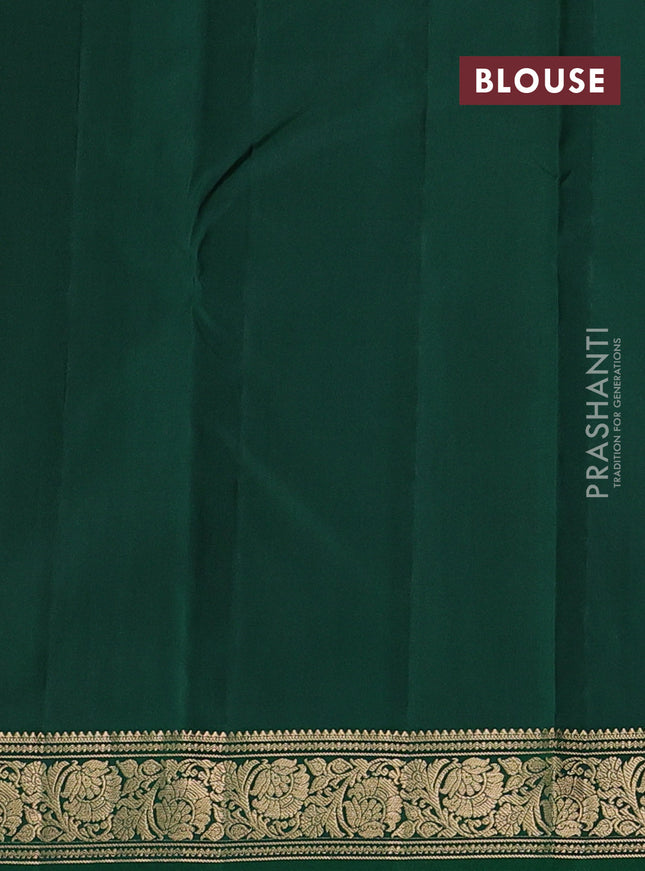 Pure kanchipuram silk saree deep maroon and green with allover zari checks & buttas and temple zari woven border