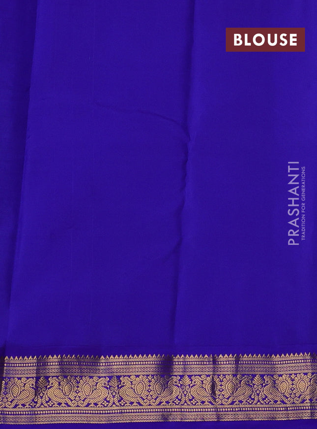 Pure kanchipuram silk saree teal green and blue with zari woven buttas and annam zari woven border
