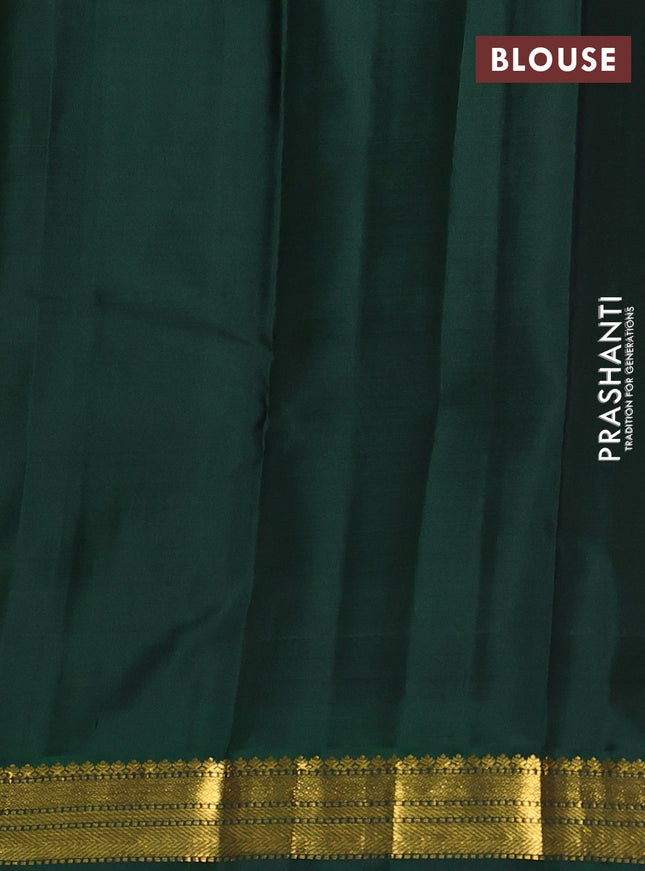 Pure kanchipuram silk saree red and green with zari woven buttas and temple design zari woven border