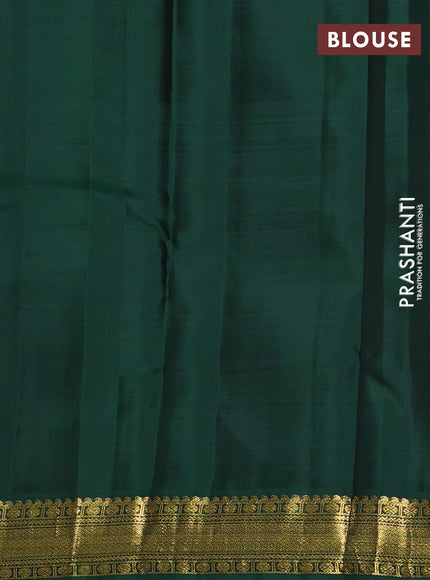Pure kanchipuram silk saree deep maroon and bottle green with zari woven buttas and zari woven korvai border