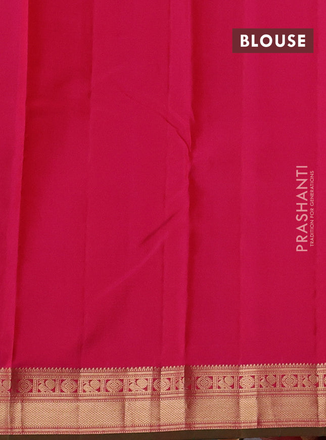 Pure kanchipuram silk saree deep maroon and pink with allover zari weaves & buttas and zari woven border