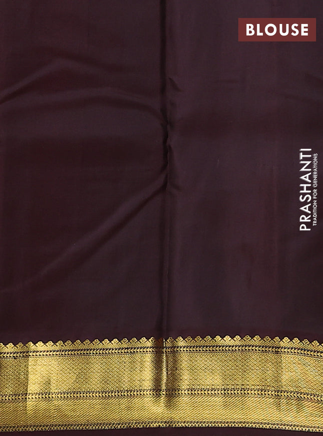 Pure kanchipuram silk saree maroon and coffee brown with allover zari weaves & buttas and zari woven korvai border