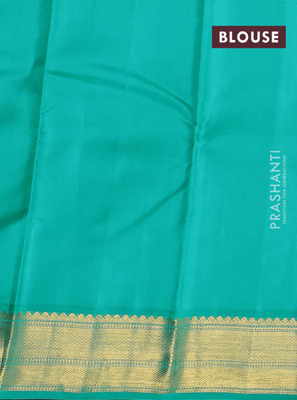 Pure kanchipuram silk saree deep maroon and teal blue with allover zari weaves & buttas and zari woven korvai border