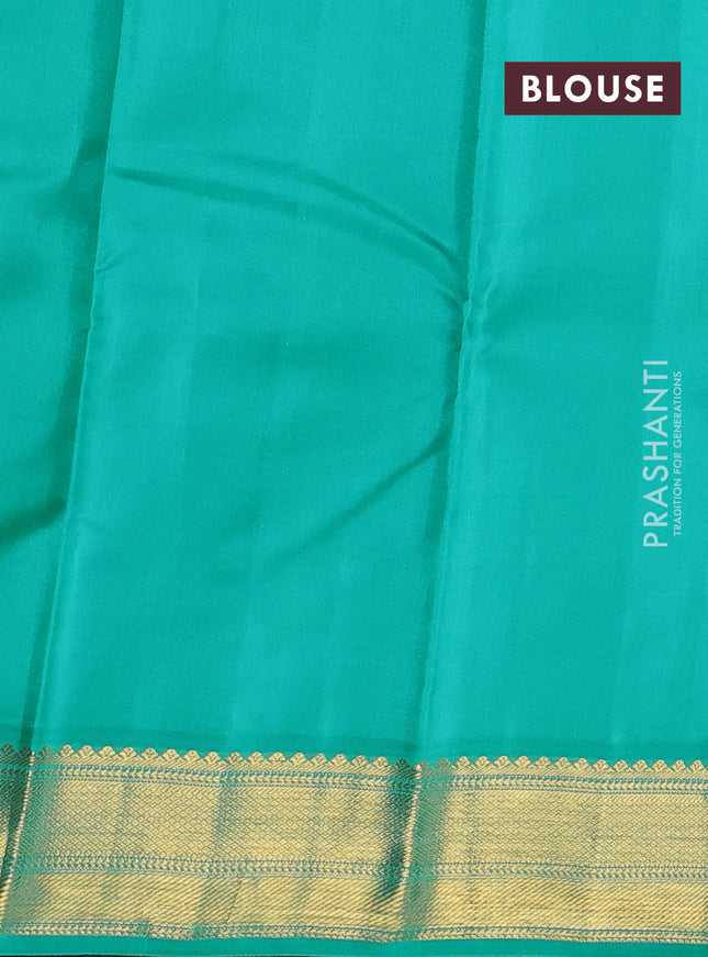 Pure kanchipuram silk saree deep maroon and teal blue with allover zari weaves & buttas and zari woven korvai border