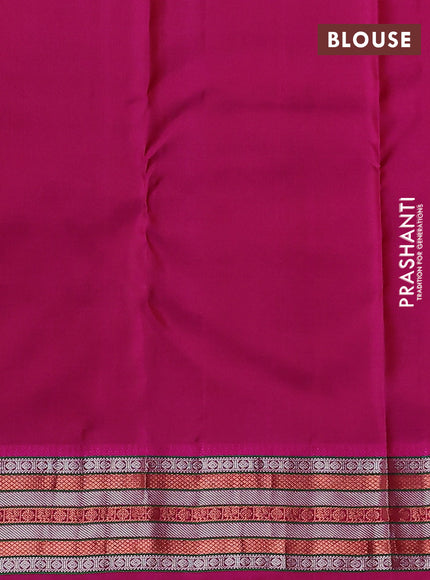 Pure kanchipuram silk saree deep maroon and pink with allover copper zari woven 1000 buttas and zari woven border