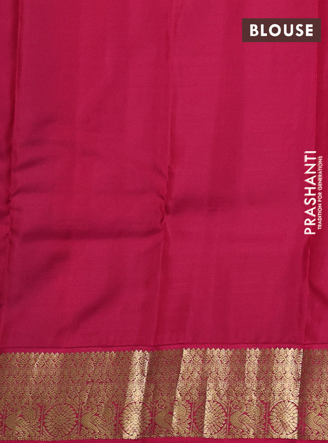 Pure kanchipuram silk saree navy blue and pink with allover zari woven buttas and zari woven korvai border