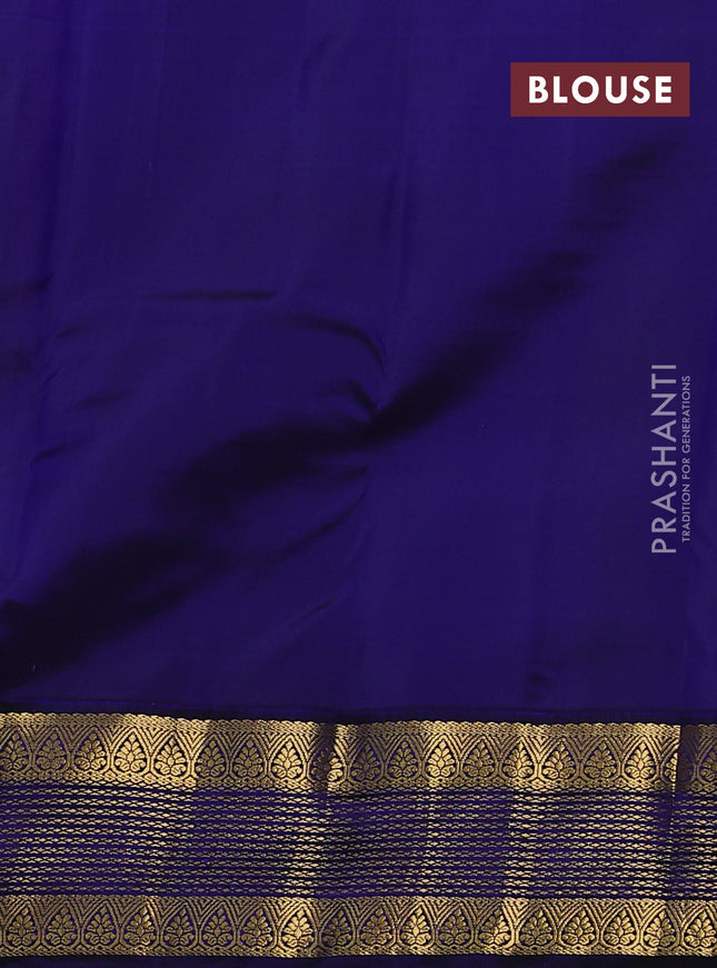 Pure kanchipuram silk saree light pink and blue with allover zari woven buttas and rich zari woven korvai border
