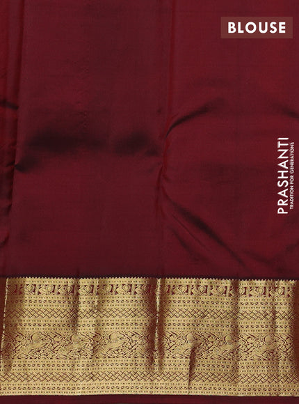 Pure kanchipuram silk saree cream and deep maroon with zari woven buttas and rich zari woven border