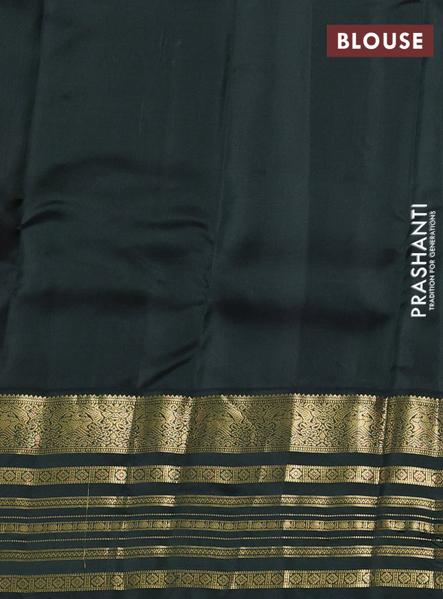 Pure kanchipuram silk saree pink and bottle green with zari woven buttas and long zari woven border