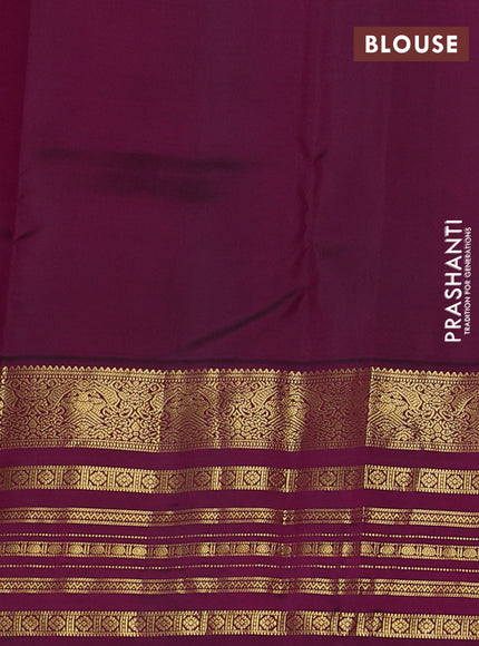 Pure kanchipuram silk saree peacock blue and wine shade with zari woven buttas and long zari woven border