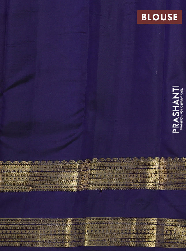 Pure kanchipuram silk saree rustic orange and navy blue with zari woven buttas and rettapet zari woven border