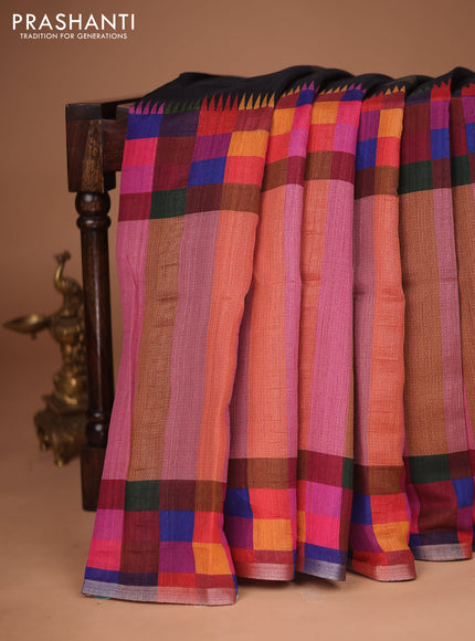 Chappa bhagalpuri saree black and maroon with geometric butta prints and long printed border