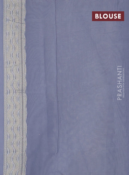 Banarasi silk cotton saree pastel grey with allover thread & zari woven buttas and thread & zari woven border