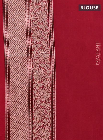 Banarasi silk cotton saree red with allover zari weaves and zari woven border