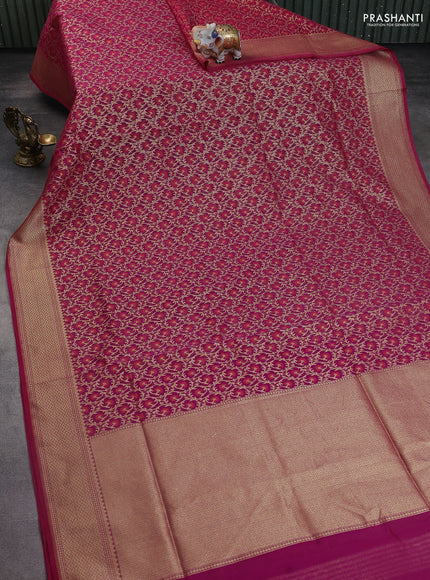 Banarasi silk cotton saree purple with allover zari weaves and zari woven border