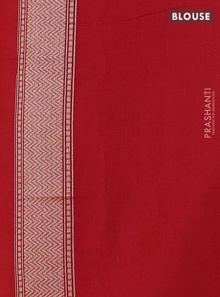 Banarasi silk cotton saree red with allover zari woven buttas and zari woven border