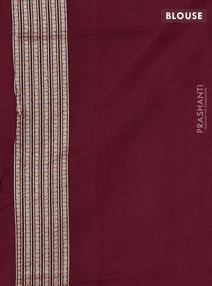 Banarasi silk cotton saree deep maroon with allover thread & zari woven buttas and zari woven border