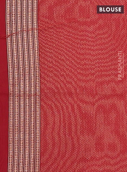 Banarasi silk cotton saree red with allover thread & zari woven buttas and zari woven border