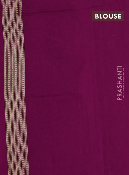 Banarasi silk cotton saree purple with allover zari woven buttas and temple zari woven border