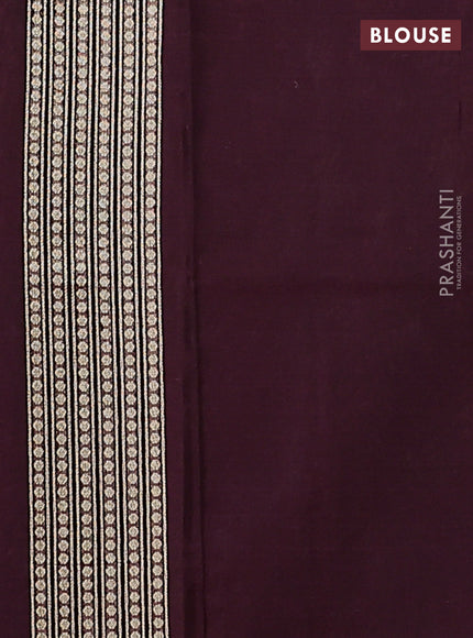 Banarasi silk cotton saree deep maroon with allover zari woven buttas and temple zari woven border