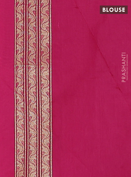 Banarasi silk cotton saree pink with allover thread weaves & zari woven buttas and temple zari woven border