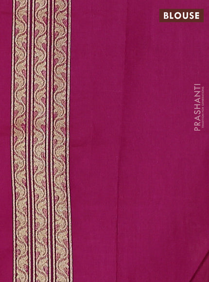 Banarasi silk cotton saree purple with allover thread weaves & zari woven buttas and temple zari woven border