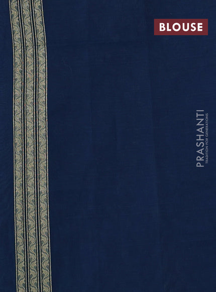 Banarasi silk cotton saree dual shade of bluish green with allover thread weaves & zari woven buttas and temple zari woven border