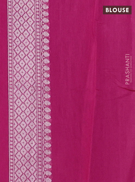 Banarasi silk cotton saree pink with allover zari weaves & thread woven buttas and zari woven border