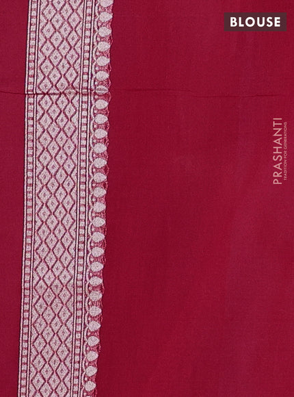 Banarasi silk cotton saree reddish pink with allover zari weaves & thread woven buttas and zari woven border